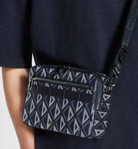 Safari Bag with Strap • Navy Blue CD Diamond Canvas