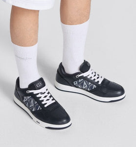 B27 Low-Top Sneaker • Navy Blue Smooth Calfskin and CD Diamond Canvas