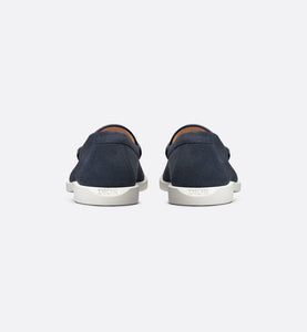 Dior Granville Loafer • Navy Blue Suede with Beige and Black Dior Oblique Jacquard