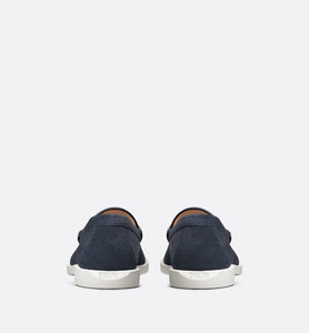 Dior Granville Loafer • Navy Blue Suede with Beige and Black Dior Oblique Jacquard