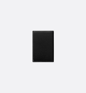 Saddle Bi-Fold Card Holder • Black Grained Calfskin Leather Marquetry