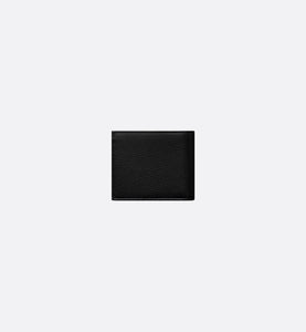 Saddle Wallet • Black Grained Calfskin Leather Marquetry with Beige and Black Dior Oblique Jacquard