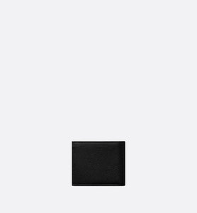 Saddle Wallet • Black Grained Calfskin Leather Marquetry with Beige and Black Dior Oblique Jacquard