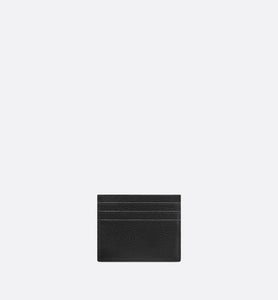 Saddle Card Holder • Black Grained Calfskin and Beige and Black Dior Oblique Jacquard