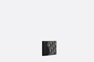 Saddle Wallet • Black Grained Calfskin Leather Marquetry with Beige and Black Dior Oblique Jacquard