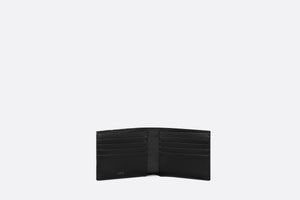 Saddle Wallet • Black Grained Calfskin Leather Marquetry with Beige and Black Dior Oblique Jacquard