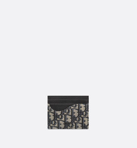 Saddle Card Holder • Black Grained Calfskin and Beige and Black Dior Oblique Jacquard