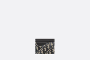Saddle Card Holder • Black Grained Calfskin and Beige and Black Dior Oblique Jacquard