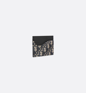 Saddle Card Holder • Black Grained Calfskin and Beige and Black Dior Oblique Jacquard