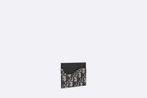 Saddle Card Holder • Black Grained Calfskin and Beige and Black Dior Oblique Jacquard