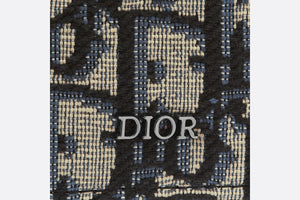 Saddle Card Holder • Black Grained Calfskin and Beige and Black Dior Oblique Jacquard