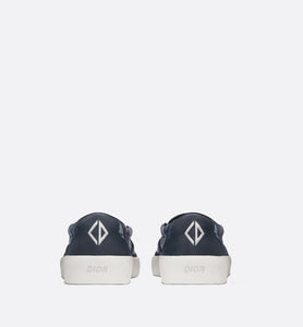 B101 Slip-On Sneaker • Navy Blue CD Diamond Canvas and Smooth Calfskin