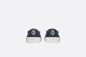 B101 Slip-On Sneaker • Navy Blue CD Diamond Canvas and Smooth Calfskin