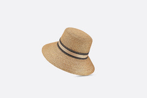 D-Bobby Large Brim Hat • Natural Straw with Beige and Black Embroidered Band