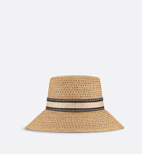 【大人気♪】DIOR D-Bobby Large Brim Hat D-Bobby Large Brim Hat Straw with Beige and Black