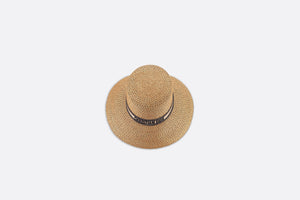 D-Bobby Large Brim Hat • Natural Straw with Beige and Black Embroidered Band