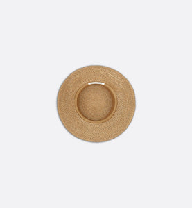 D-Bobby Large Brim Hat • Natural Straw with Beige and Black Embroidered Band