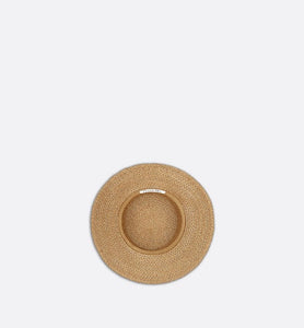 D-Bobby Large Brim Hat • Natural Straw with Beige and Black Embroidered Band