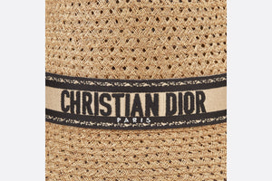 D-Bobby Large Brim Hat • Natural Straw with Beige and Black Embroidered Band