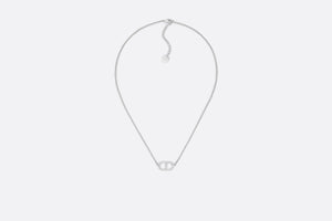 Petit CD Necklace • Silver-Finish Metal with White Crystals