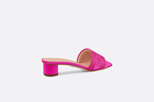 Dway Heeled Slide • Rani Pink Embroidered Satin and Cotton