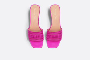 Dway Heeled Slide • Rani Pink Embroidered Satin and Cotton