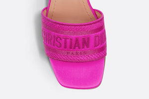 Dway Heeled Slide • Rani Pink Embroidered Satin and Cotton