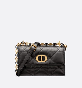 Mini Miss Caro Bag • Black Macrocannage Lambskin