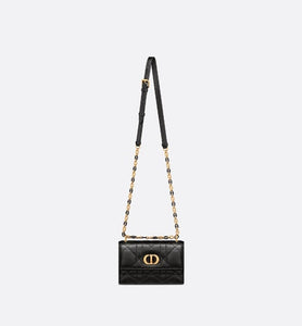 Mini Miss Caro Bag • Black Macrocannage Lambskin