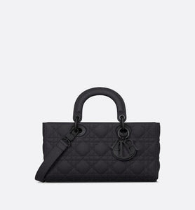 Medium Lady D-Joy Bag • Ultramatte Black Cannage Calfskin