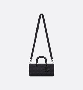 Medium Lady D-Joy Bag • Ultramatte Black Cannage Calfskin