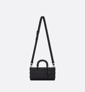 Medium Lady D-Joy Bag • Ultramatte Black Cannage Calfskin