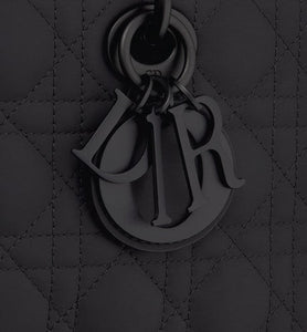 Medium Lady D-Joy Bag • Ultramatte Black Cannage Calfskin
