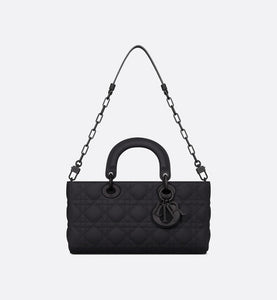 Medium Lady D-Joy Bag • Ultramatte Black Cannage Calfskin