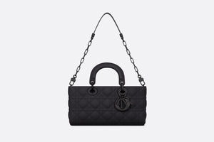 Medium Lady D-Joy Bag • Ultramatte Black Cannage Calfskin