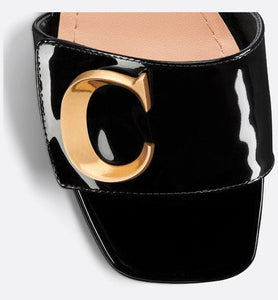 C'est Dior Heeled Slide • Black Patent Calfskin