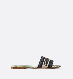 Dway Slide • White Multicolor Embroidered Cotton with Étoile de Voyage Motif