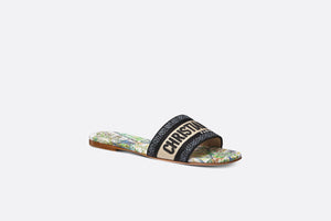 Dway Slide • White Multicolor Embroidered Cotton with Étoile de Voyage Motif