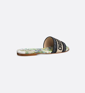 Dway Slide • White Multicolor Embroidered Cotton with Étoile de Voyage Motif