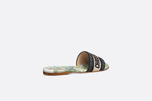 Dway Slide • White Multicolor Embroidered Cotton with Étoile de Voyage Motif