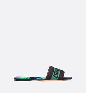 Dway Slide • Embroidered Cotton and Purple Multicolor Toile de Jouy Voyage Motif