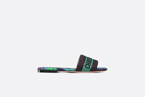 Dway Slide • Embroidered Cotton and Purple Multicolor Toile de Jouy Voyage Motif