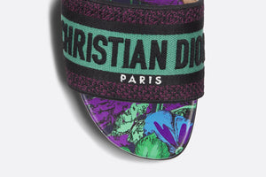 Dway Slide • Embroidered Cotton and Purple Multicolor Toile de Jouy Voyage Motif