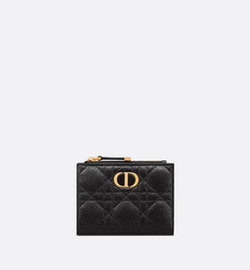Dior Caro Dahlia Wallet • Black Supple Cannage Calfskin