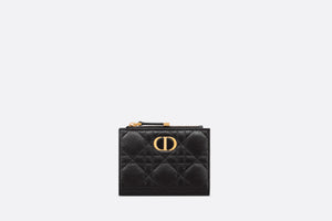 Dior Caro Dahlia Wallet • Black Supple Cannage Calfskin