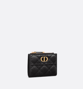 Dior Caro Dahlia Wallet • Black Supple Cannage Calfskin