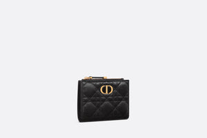 Dior Caro Dahlia Wallet • Black Supple Cannage Calfskin