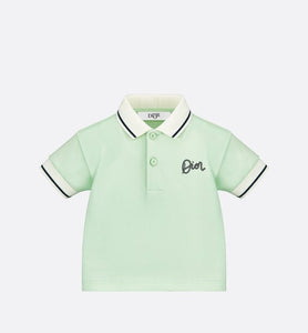 Baby Polo Shirt • Mint Green Cotton Fleece