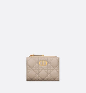 Dior Caro Dahlia Wallet • Sand-Colored Supple Cannage Calfskin