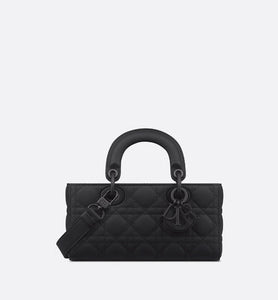 Small Lady D-Joy Bag • Ultramatte Black Cannage Calfskin